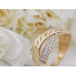 Złoty pierścionek dwukolorowy z cyrkoniami