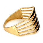 Szeroki złoty pierścionek z czarnymi cyrkoniami