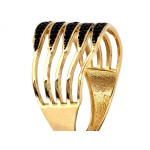 Szeroki złoty pierścionek z czarnymi cyrkoniami