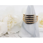 Szeroki złoty pierścionek z czarnymi cyrkoniami