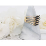 Szeroki złoty pierścionek z czarnymi cyrkoniami