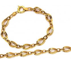 Złota bransoletka 585, wzór elementowy, szerokość 8.8mm