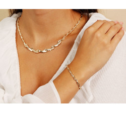 Złoty komplet biżuterii, naszyjnik i bransoletka, na prezent