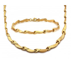 Złoty komplet naszyjnik i bransoletka, prezent do ślubu