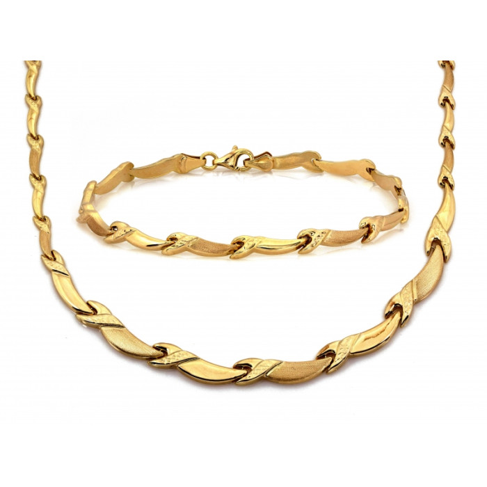 Złoty komplet naszyjnik i bransoletka, prezent do ślubu