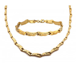 Złoty komplet naszyjnik + bransoletka, 585/14k