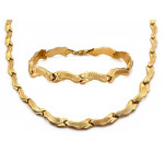 Komplet złoty naszyjnik i bransoletka diamentowane satynowane