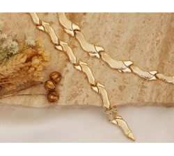 Komplet złoty naszyjnik i bransoletka diamentowane satynowane