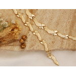 Komplet złoty naszyjnik i bransoletka diamentowane satynowane