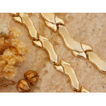 Komplet złoty naszyjnik i bransoletka diamentowane satynowane