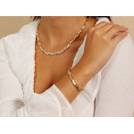 Komplet złoty naszyjnik i bransoletka diamentowane satynowane