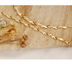 Złoty komplet naszyjnik i bransoletka tłoczone elementy