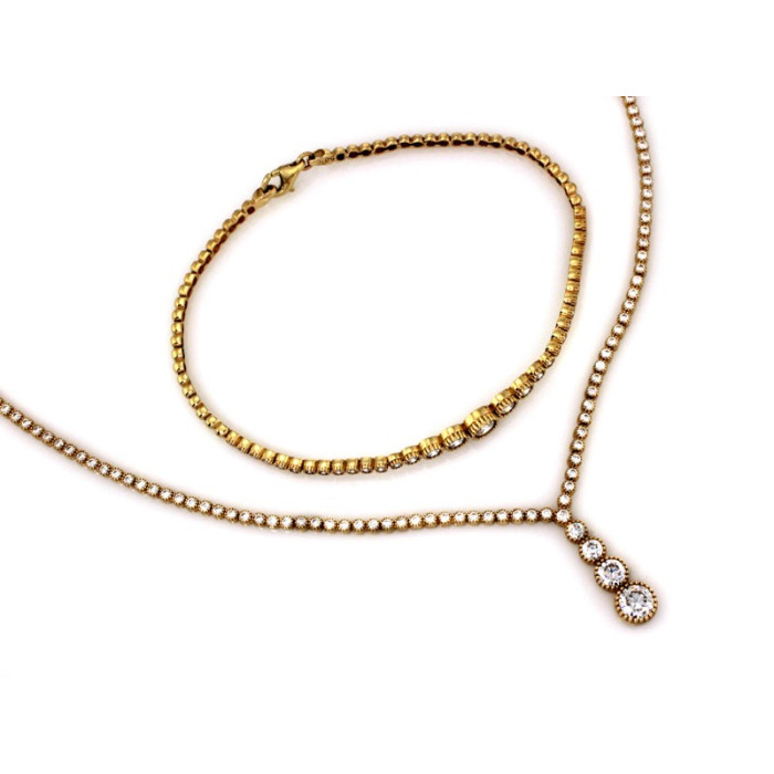 Złoty komplet z naszyjnikiem i bransoletką