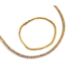 Złoty komplet biżuterii z cyrkoniami - Naszyjnik i Bransoletka