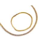 Złoty komplet biżuterii z cyrkoniami - Naszyjnik i Bransoletka