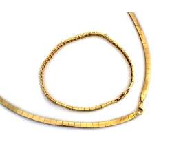 Złoty komplet biżuterii z cyrkoniami - Naszyjnik i Bransoletka