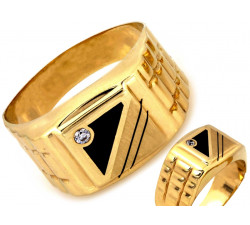 Złoty pierścionek z cyrkonią