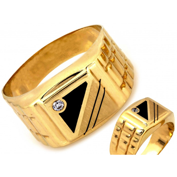 Złoty pierścionek z cyrkonią