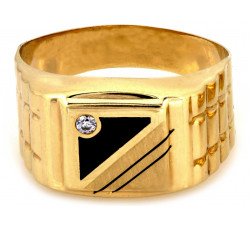 Złoty pierścionek z cyrkonią