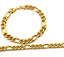 Złota bransoletka łańcuszkowa figaro 585, 9.1mm szerokości