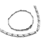 Biały złoty zestaw biżuterii z naszyjnikiem i bransoletką