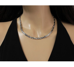 Biały złoty zestaw biżuterii z naszyjnikiem i bransoletką