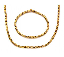 Złoty komplet naszyjnik i bransoletka popcorn