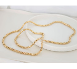 Złoty komplet naszyjnik i bransoletka popcorn