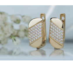 Złote kolczyki z cyrkoniami 585/14k na prezent
