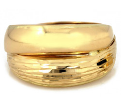 Duży złoty pierścionek  585 błyszczący na elegancko szeroki s