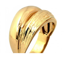 Duży złoty pierścionek  585 błyszczący na elegancko szeroki s