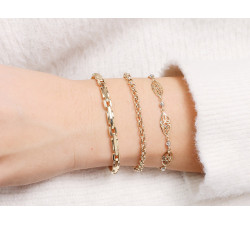 Bransoletka złota 585 modułowa z koluszek łańcuszkowa rolo s