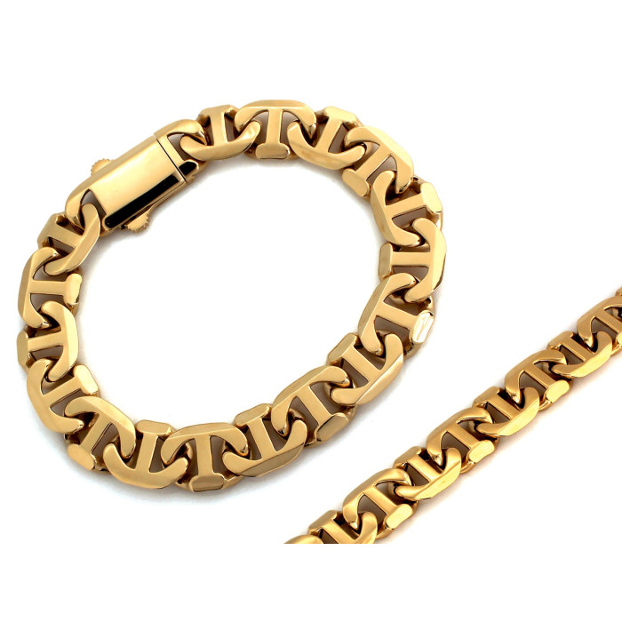 Złota męska bransoleta 585 bardzo gruba splot marina gucci 23 cm