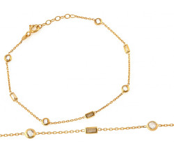 Bransoletka złota 585 łańcuszek na rękę ozdoby z cyrkonią S