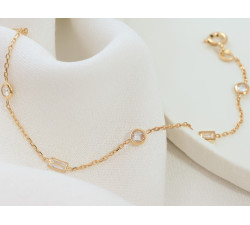 Bransoletka złota 585 łańcuszek na rękę ozdoby z cyrkonią S