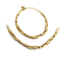 Złoty komplet 585 łańcuszki z MIGDAŁAMI