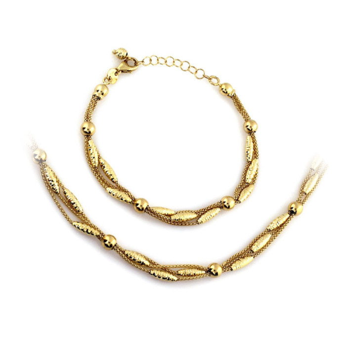 Złoty komplet 585 łańcuszki z MIGDAŁAMI