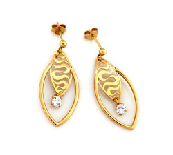złote kolczyki wiszące krople z cyrkonią na sztyfcie