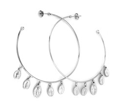 SREBRNE KOLCZYKI KÓŁKA Z ZAWIESZKAMI MEDALIKI 925