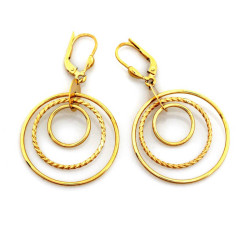 złote kolczyki wiszące trzy koła angielskie