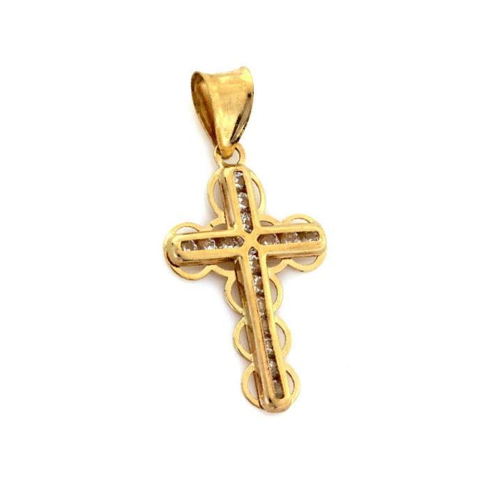 Złoty krzyż 585 krzyżyk delikatny z cyrkoniami