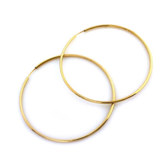 Złote kolczyki wiszące 14K duże koła średnica 70 mm 3,69 g