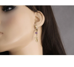 Złoty komplet 585 kolczyki zawieszka z rubinem 3,06 g