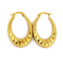 Złote kolczyki wiszące 585 owale ze zdobieniem