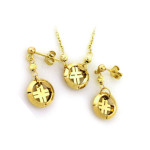 Złoty komplet biżuterii 585 krzyżyki w kole 6.09g