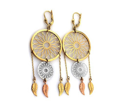 Złote kolczyki z piórkami