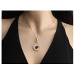 ZŁOTY KOMPLET BIŻUTERII 585 FIOLETOWE KOŁA PREZENT