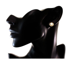 kolczyki złote markizy sztyfty z opalem