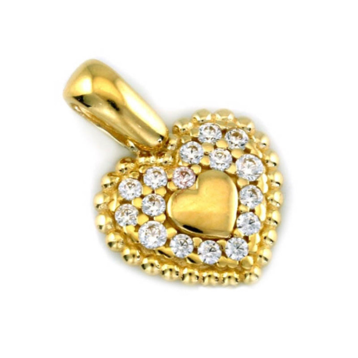 Złota zawieszka 585 serduszko z cyrkoniami 1,20 g s