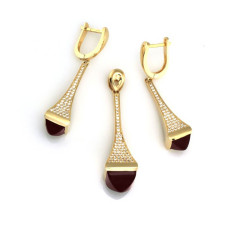 14.06g ZŁOTY KOMPLET BIŻUTERII CZARNE KAMIENIE 585 PREZENT